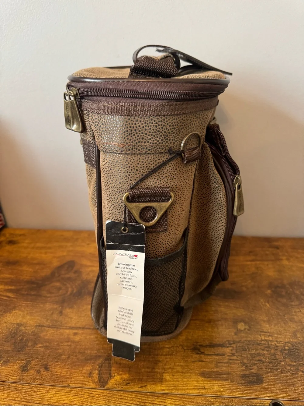 Sovrano Golf Cooler Bag Insulated Travel Tote Reptile Embossed Brown NWT